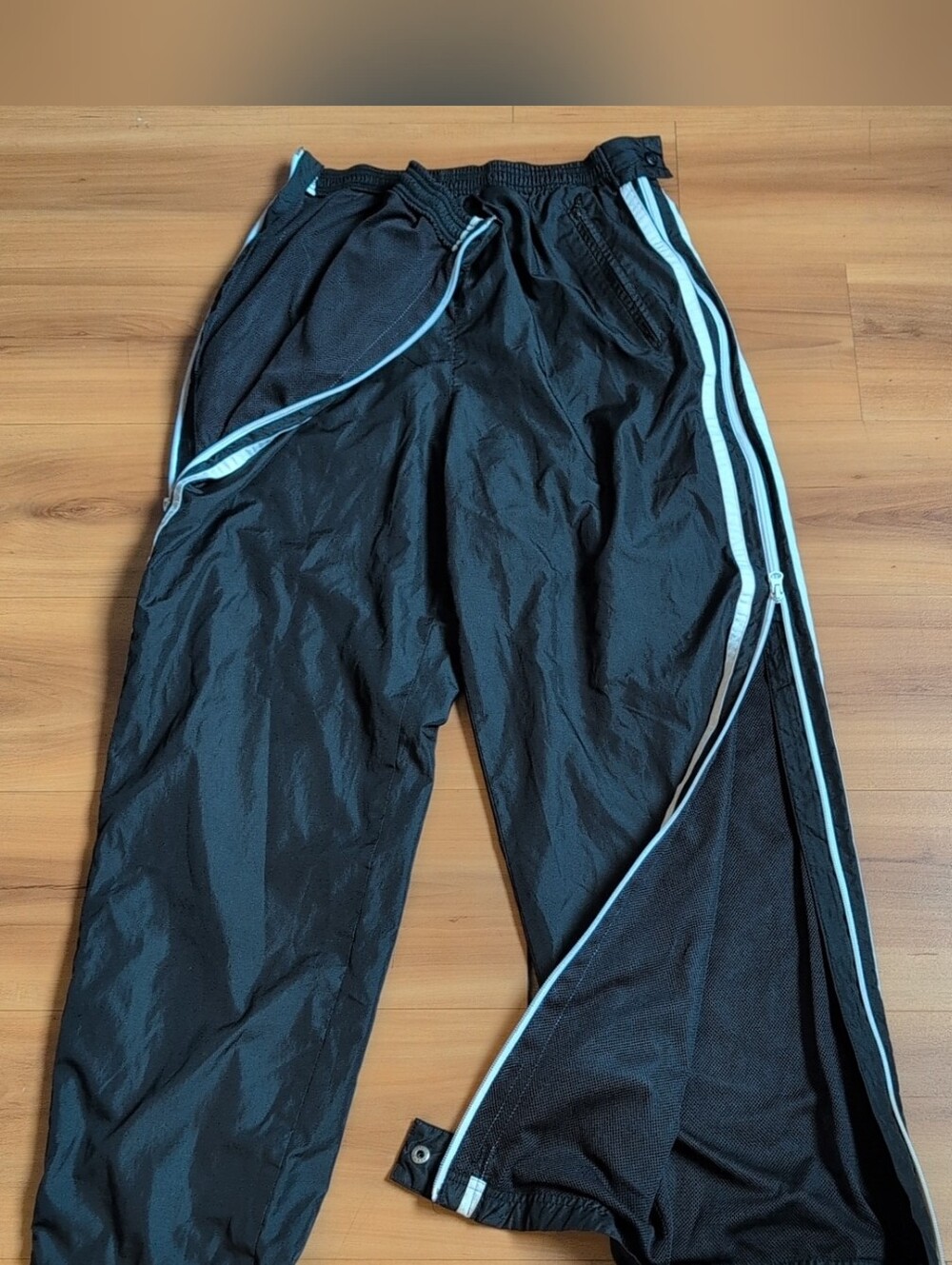 Vintage Adidas Pants Mens Large Track Joggers Leg Zip Off Breakaway Lined Y2K